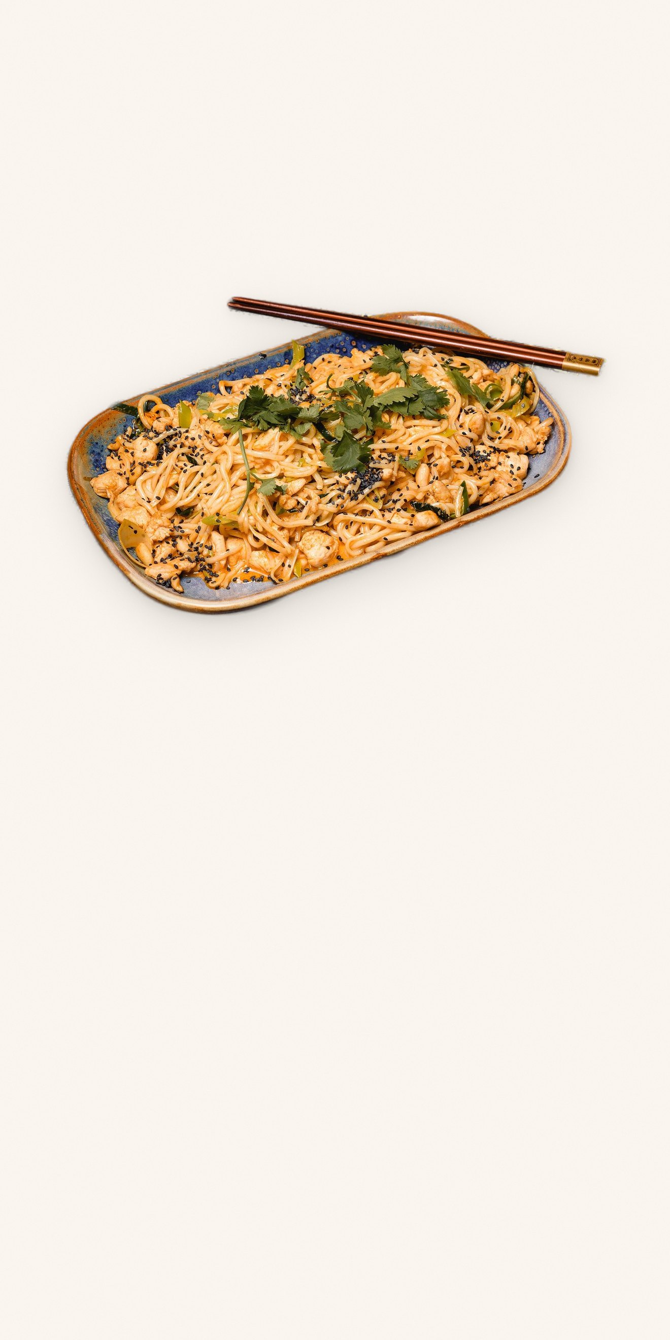 Wok makaronai su vištiena kokoso pieno – Tom Yum padaže
